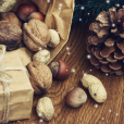 Traditional Christmas presents, pine cone and nuts showing the history of Christmas lesson resources